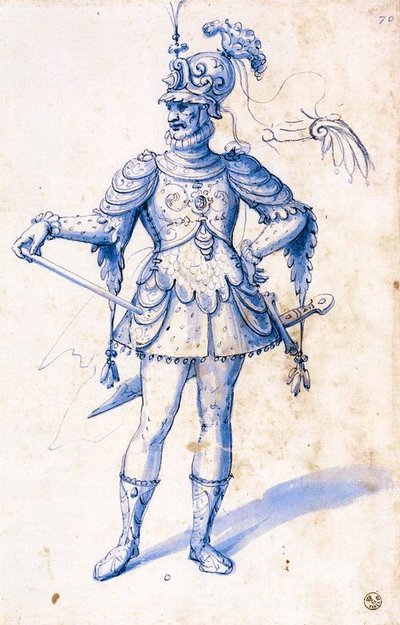 Disegno di costume per un cavaliere da Giuseppe Arcimboldo